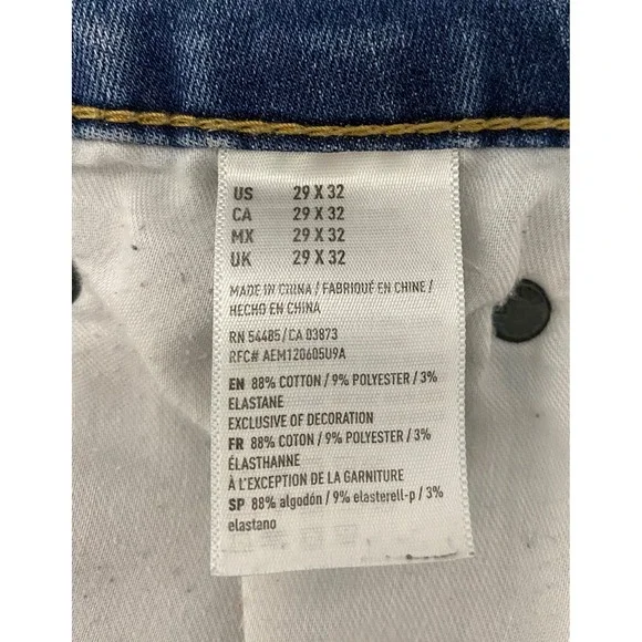 American Eagle Jeans Men's 29x32 Slim Flex Ripped Distressed Denim Acid Wash - Picture 4 of 10